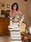 Stripe knitted top & skirt set