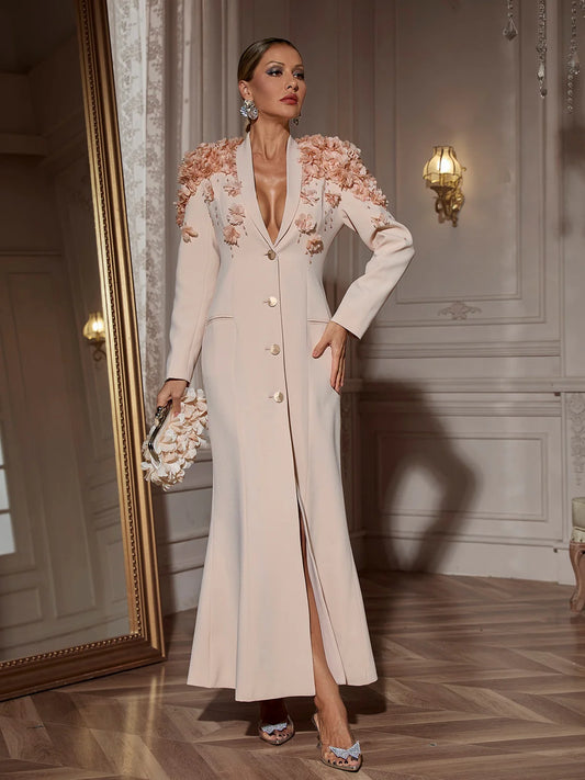 Rosalie 3D Floral Blazer Gown