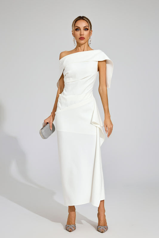 Ivana Draped One-Shoulder Gown