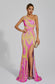 Phelps yellow/pink sequin maxi dress