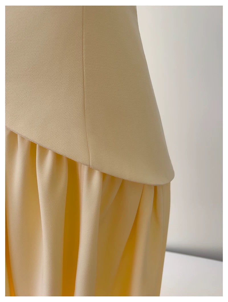 Soleil Scarf Drape Gown - Butter Yellow