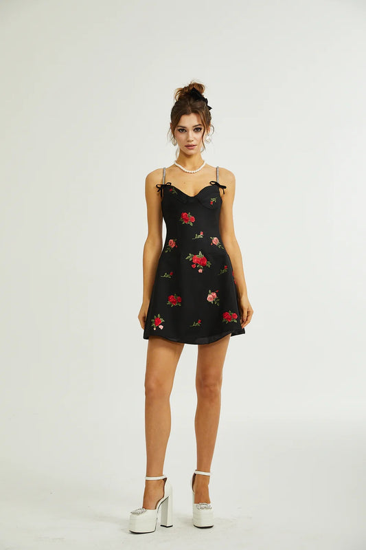 Jovanna floral embroidered mini dress