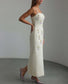 Beads embellished cream maxi dress