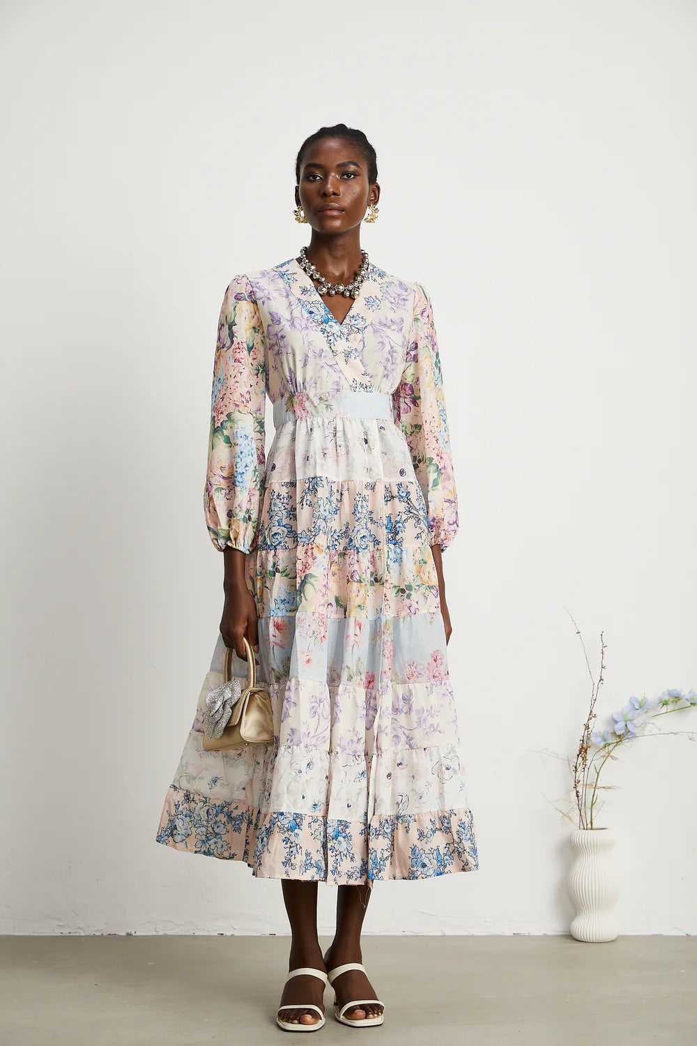 Alicia tied floral midi dress