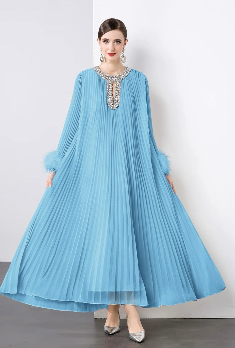 Regal Pleats crystal Gown