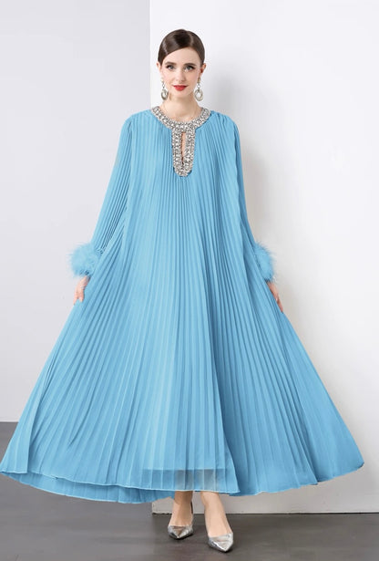 Regal Pleats crystal Gown