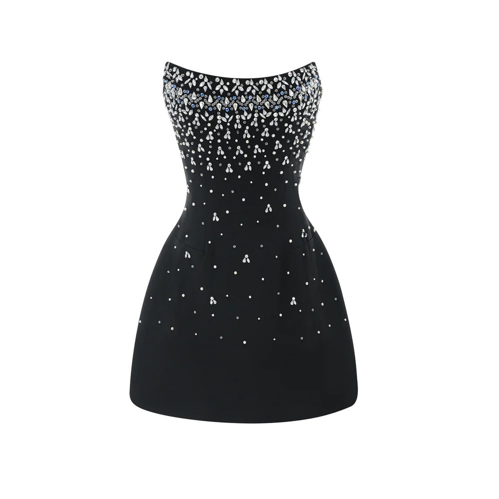 Crystals and pearls mini dress