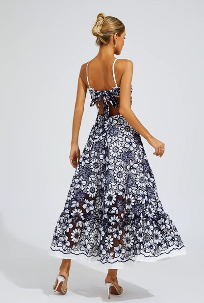 Fiora Embroidered Lace Midi Dress