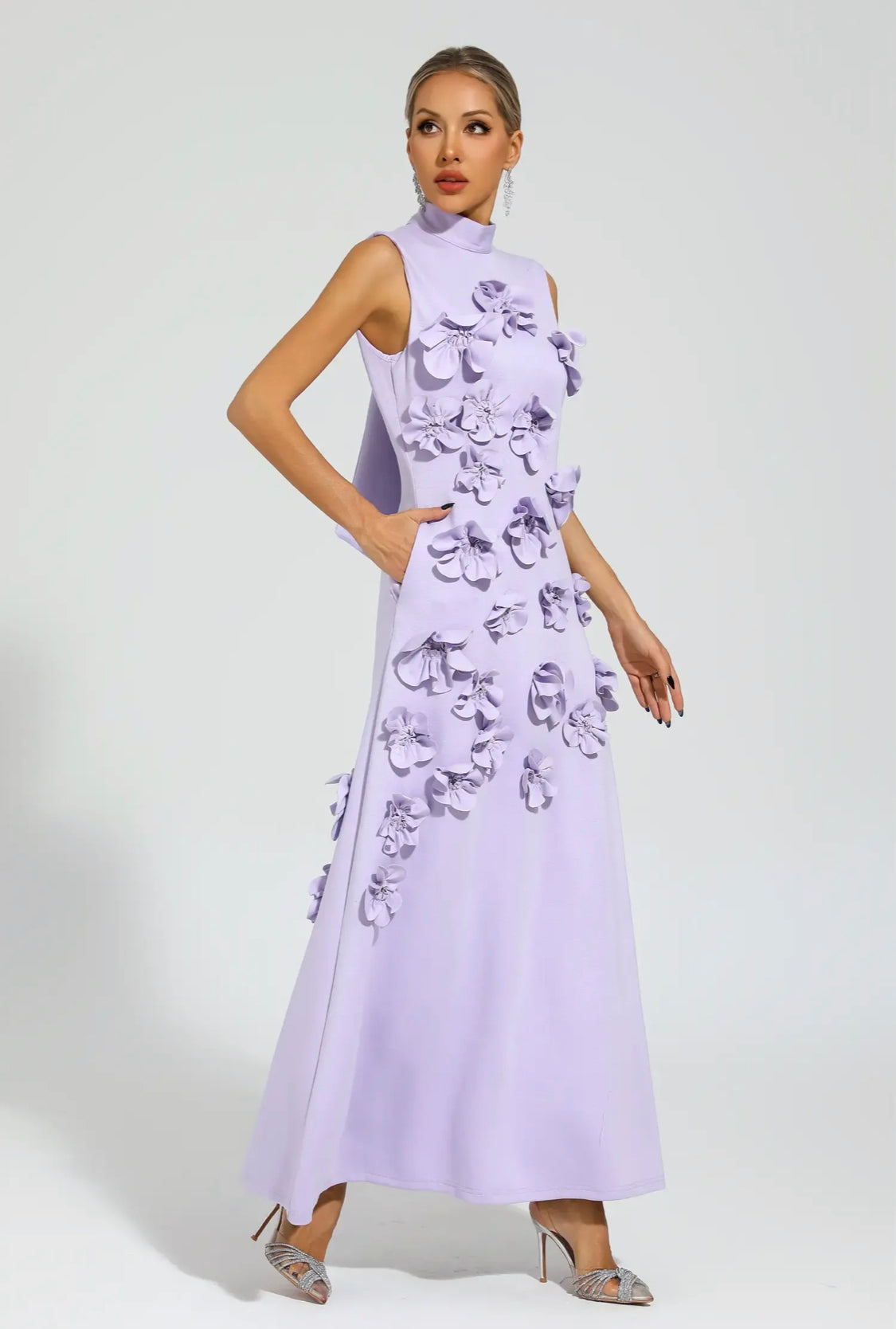 Flower purple maxi dress