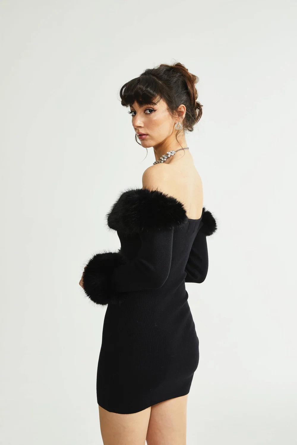 Amandine fur mini dress