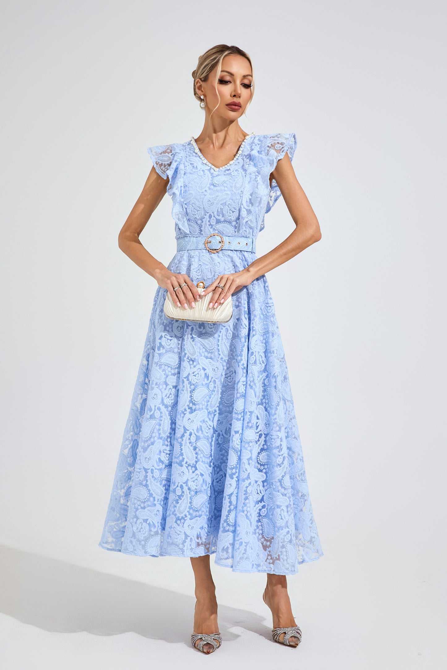 Aurélie Lace Flare Maxi Dress