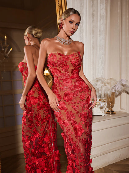 Élodie Floral Appliqué Gown