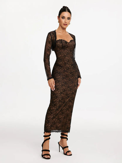 Velora Lace Sculpt Maxi Dress