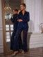 Blue sequins blazer suit set