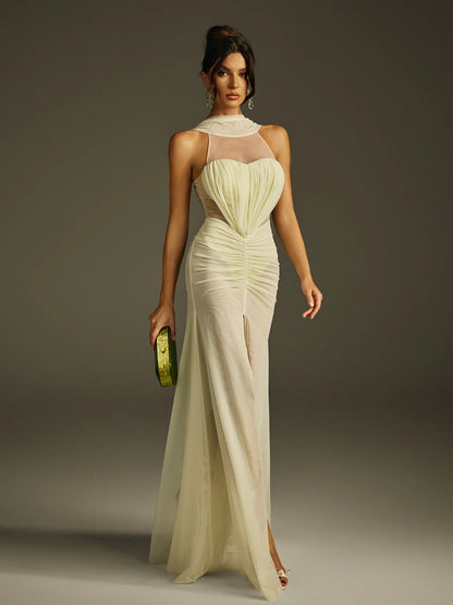 Lumière Mesh Drape Gown