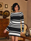 Stripe backless knitted mini dress