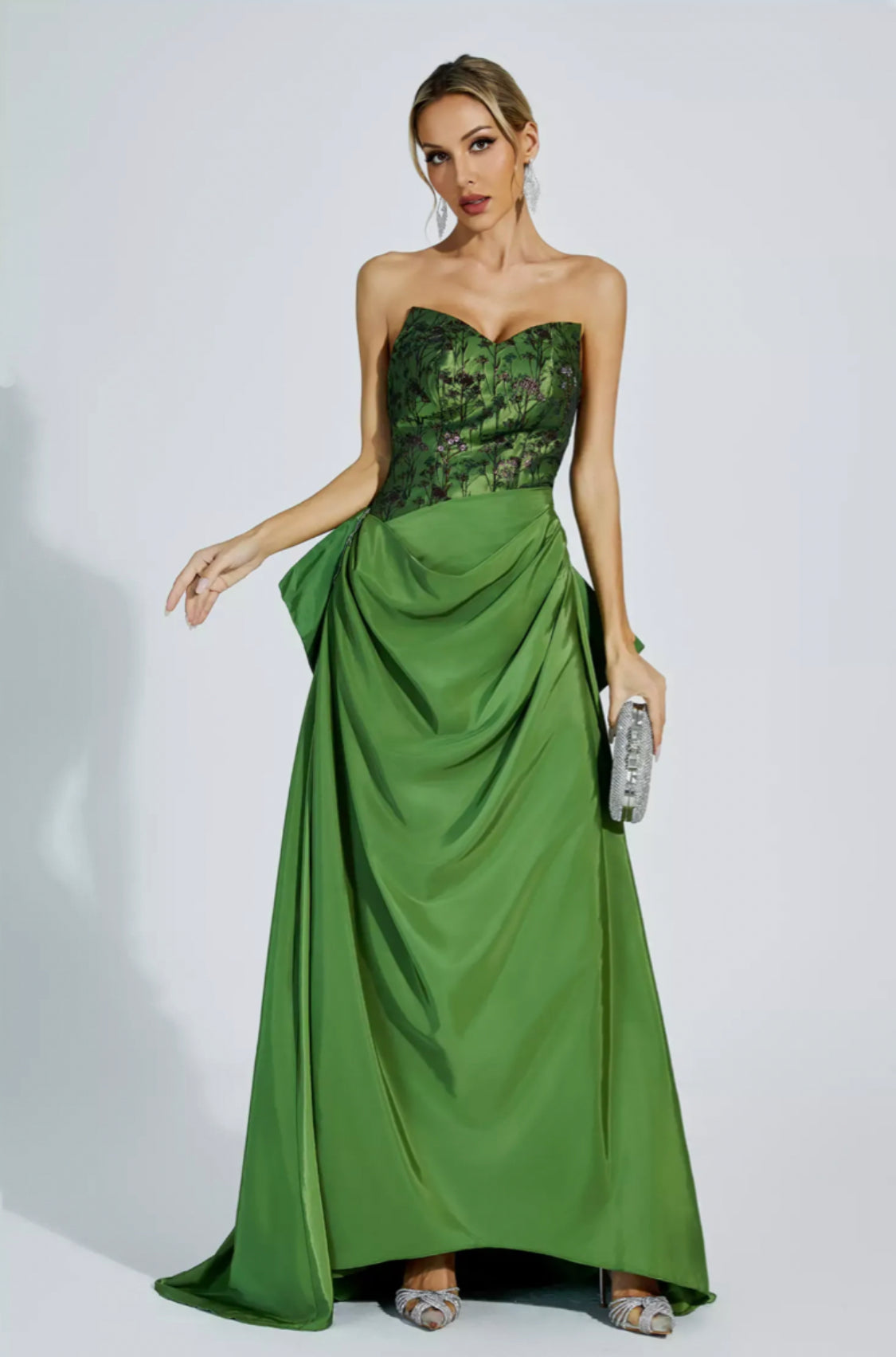 Dulce green bow maxi dress