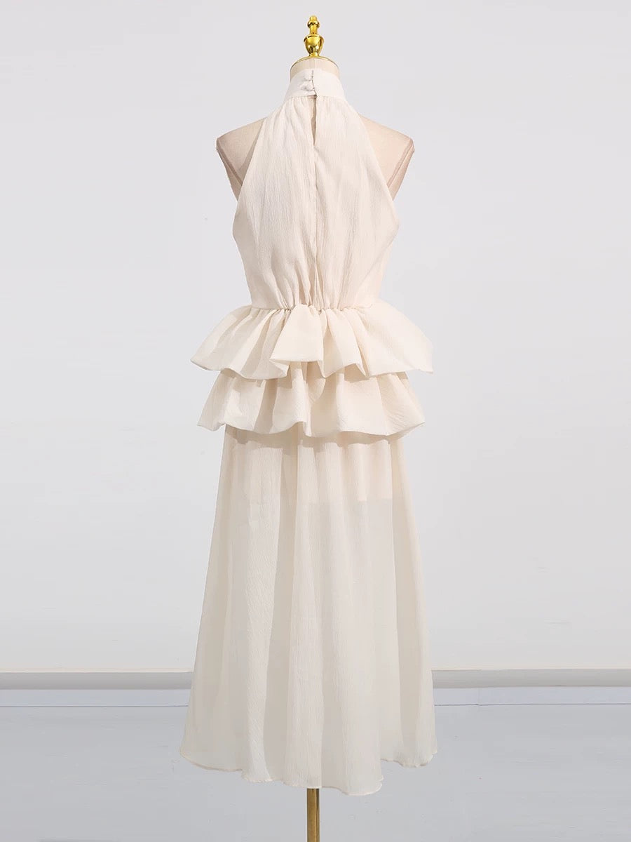 Soleil Ruffle Halter Maxi Dress