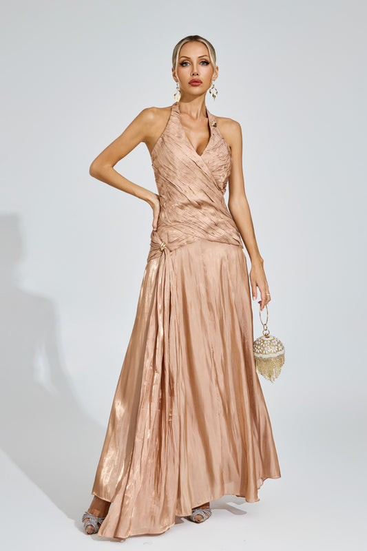 Golden Halo Satin Gown