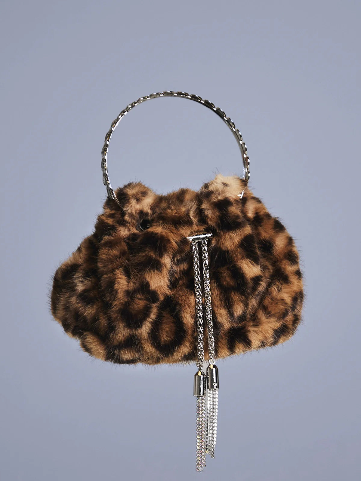 Mae leopard faux fur bag