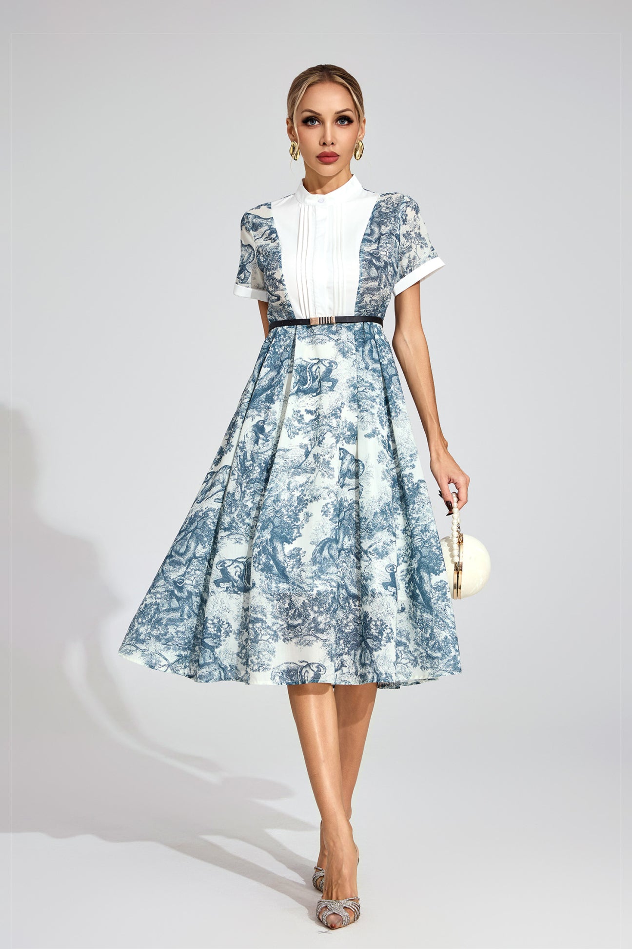 Versailles Toile Belted Shirt Dress