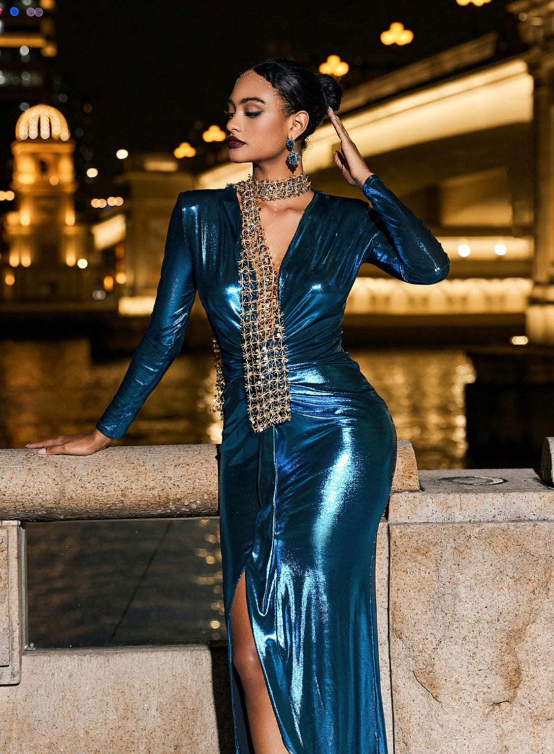 Boy metallic maxi dress (8271995076846)