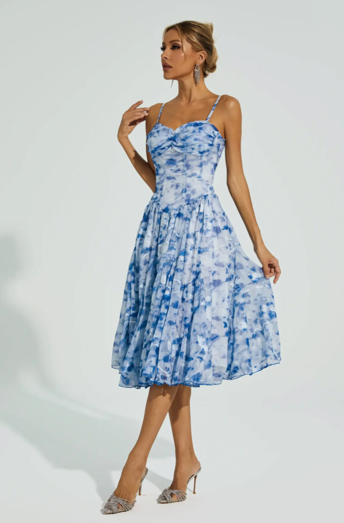 Carroll blue midi dress