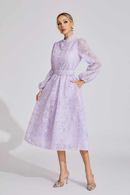 Liliane Embroidered Lace Midi Dress
