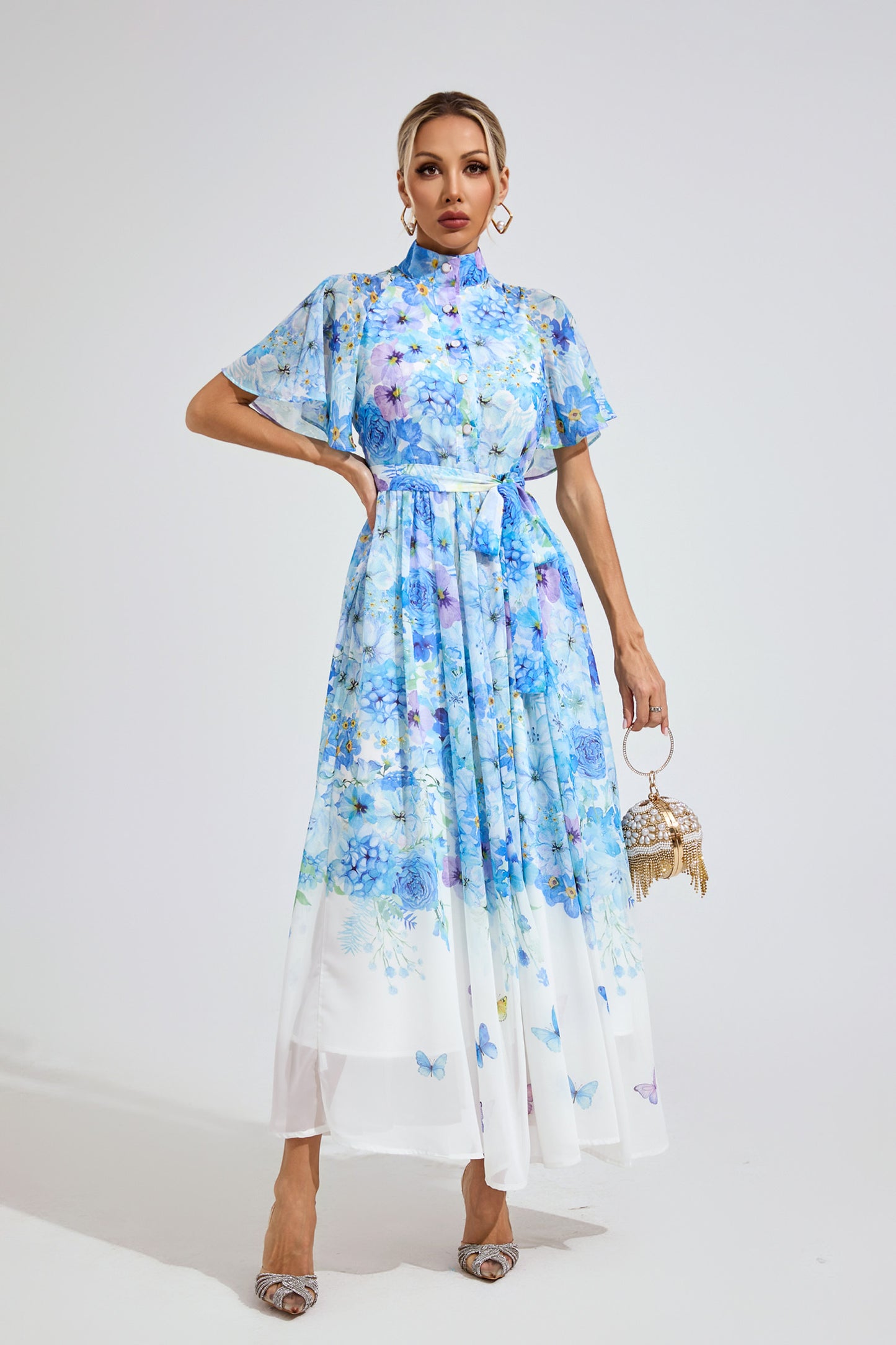 Élise Butterfly Garden Maxi Dress