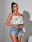 Flower white cropped top