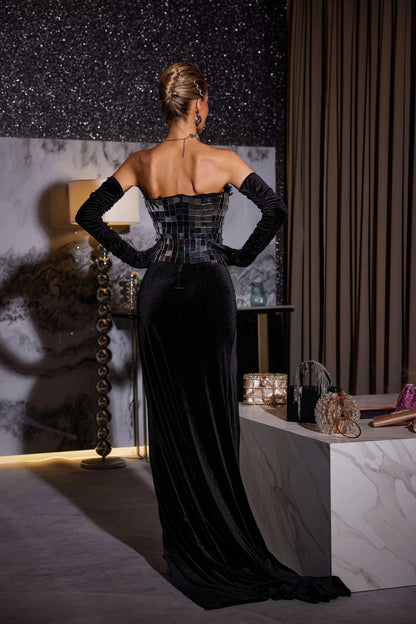 Olla acrylic velvet maxi dress