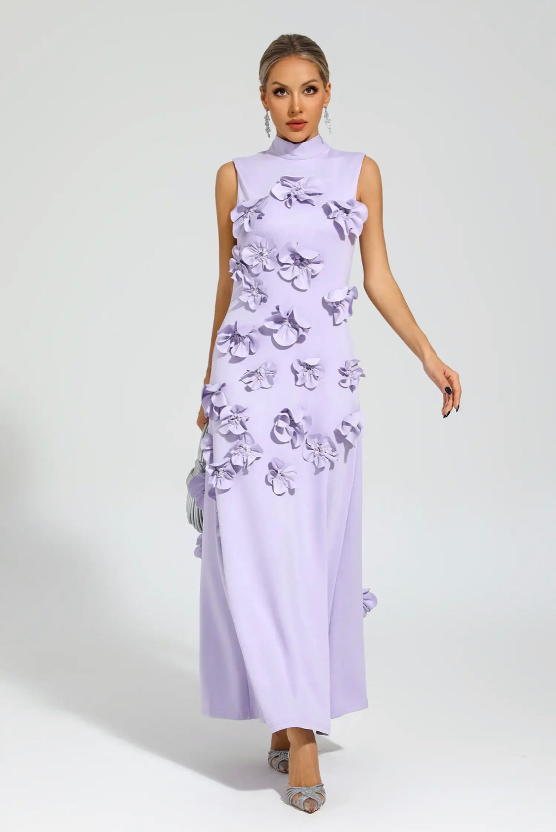 Flower purple maxi dress