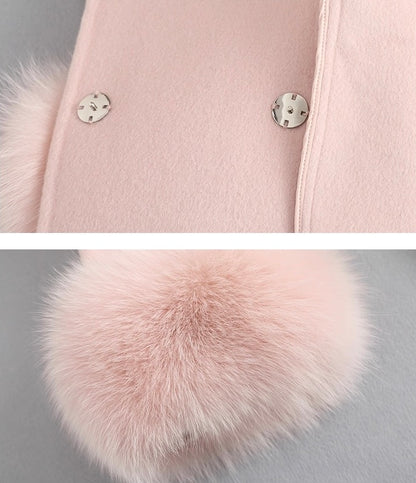 Amélie Embellished Wool-Fox Fur Coat