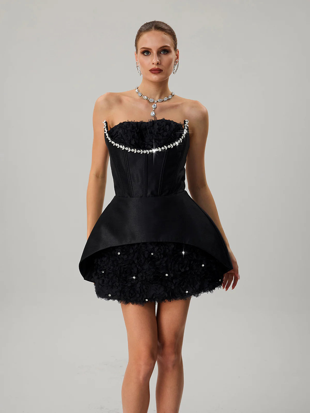 Noire Rosette Corset Mini Dress