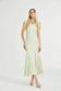 Marlena green satin midi dress