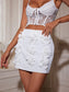 Crammer flower white mini skirt