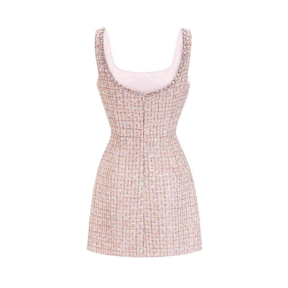 Glen pink tweed mini dress