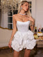 White flower satin mini dress