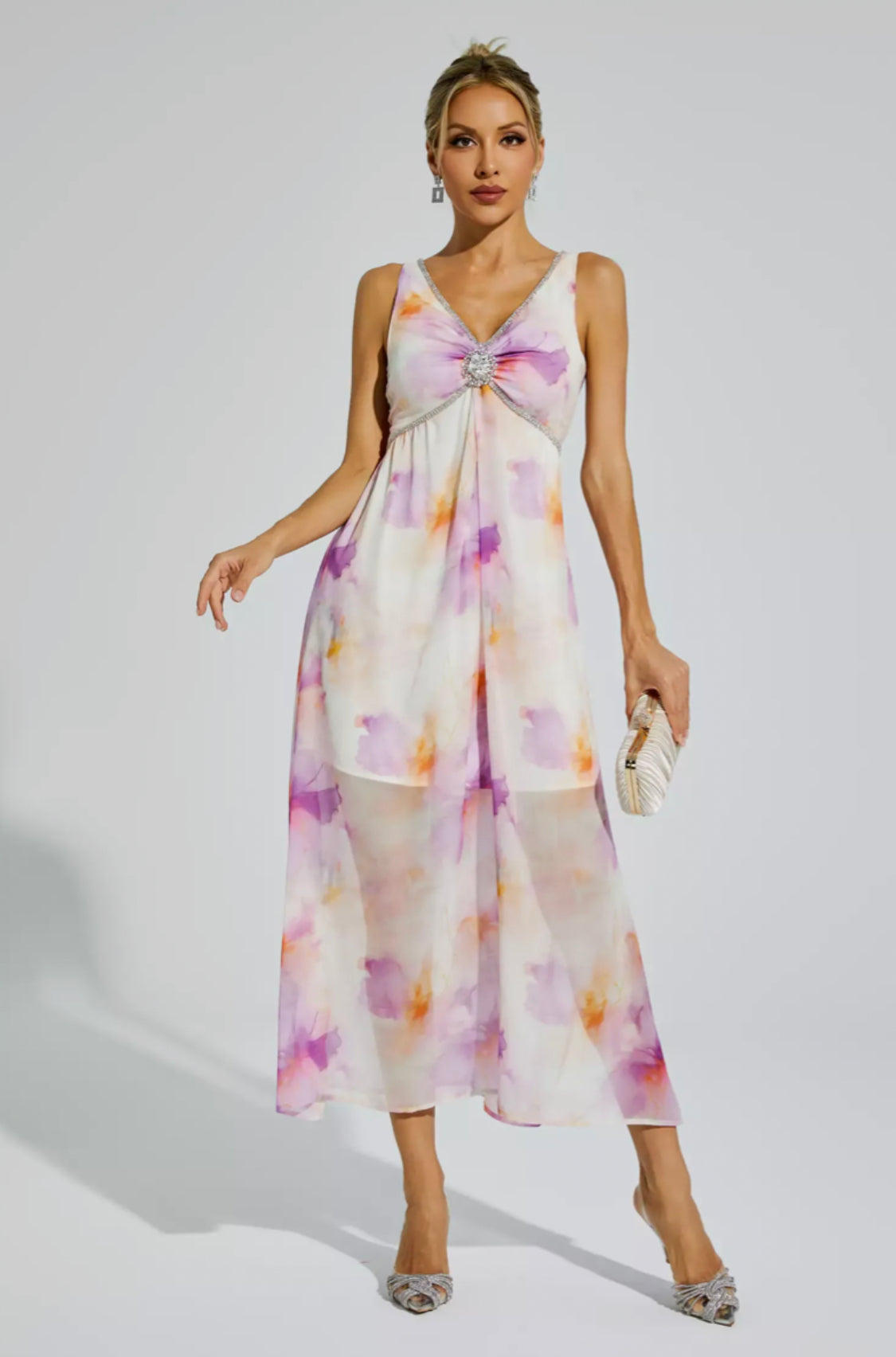 Tyler purple diamond midi dress