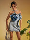 Dola denim flower mini dress