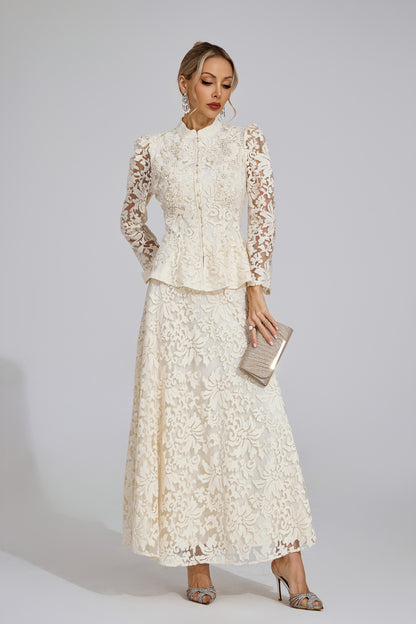 Eloise Lace Peplum Two-Piece Set