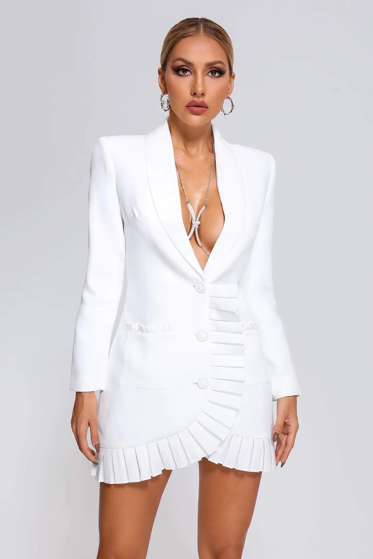 White blazer mini dress (8308257489134)