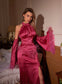 Lauren satin/feather maxi dress (8259759014126)