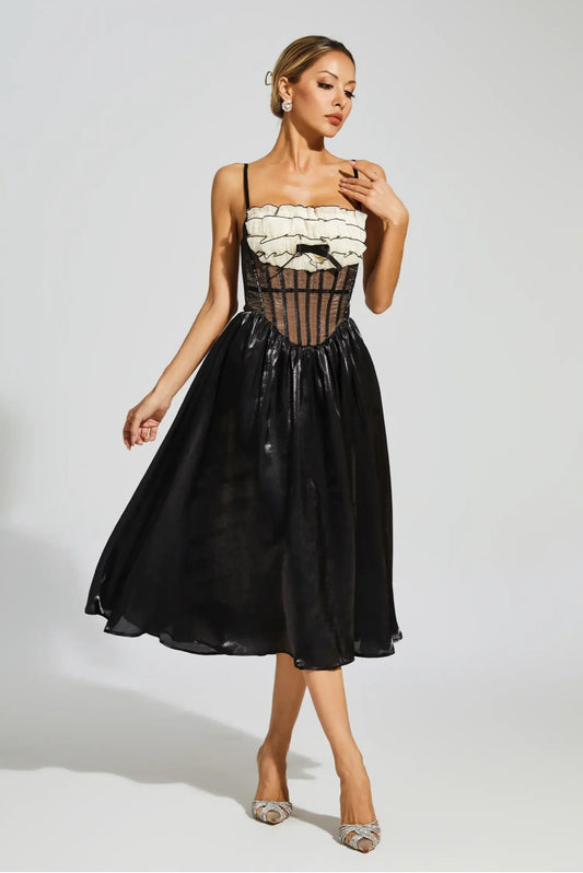 Black corset midi dress