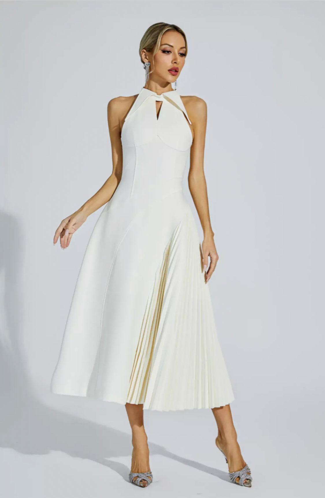 Cynthia cream midi dress