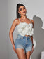 Flower white cropped top