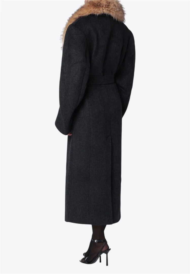 Renée Faux Fur Collar Maxi Coat