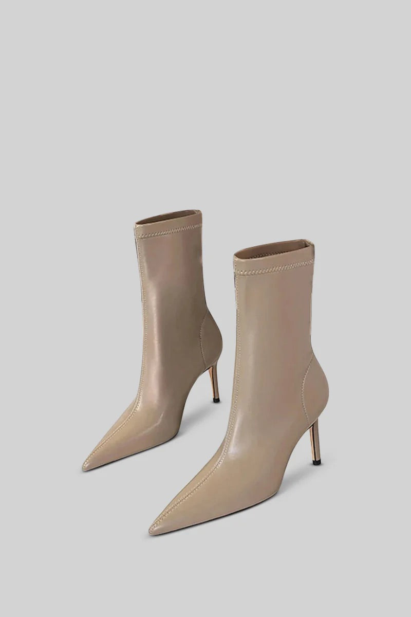 Beige Ankle stiletto boots (8306342265070)