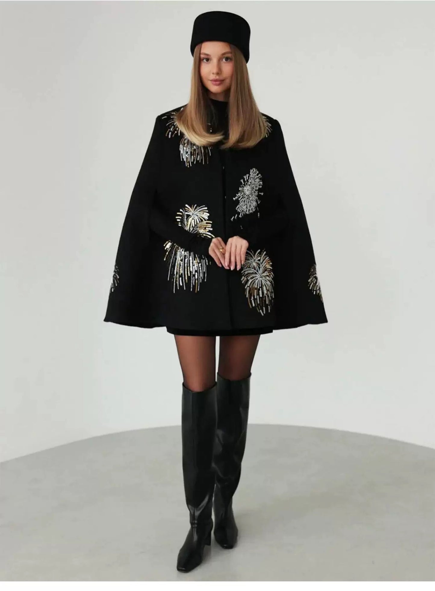 Cape style crystal embellished jacket