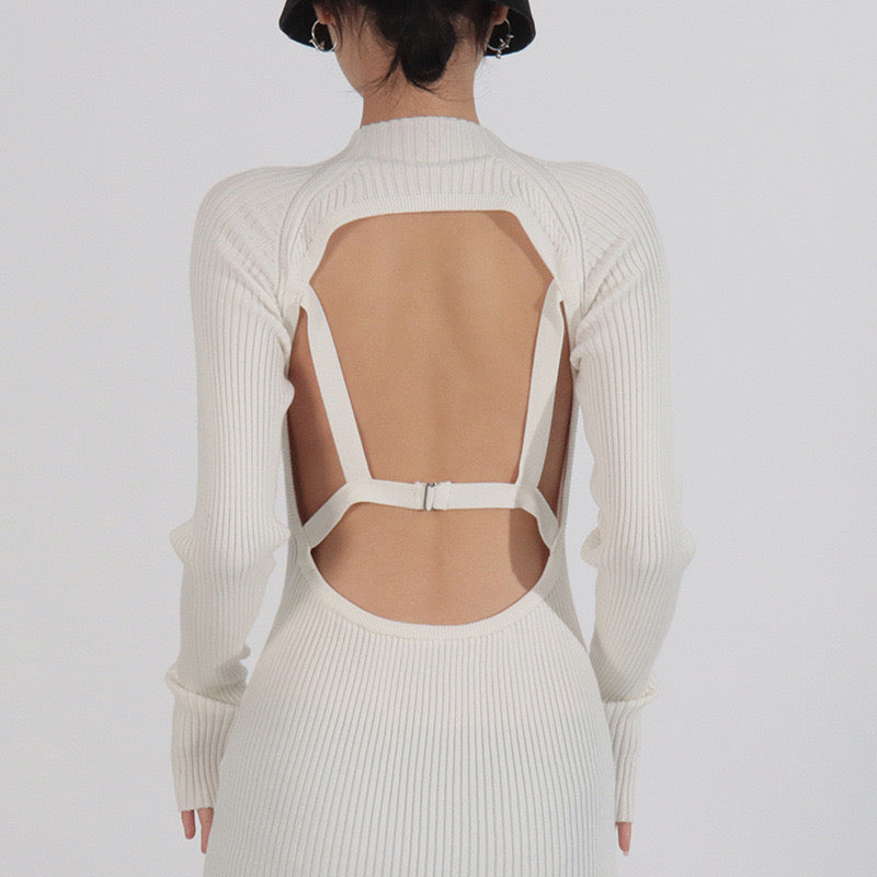 Knitted backless midi dress